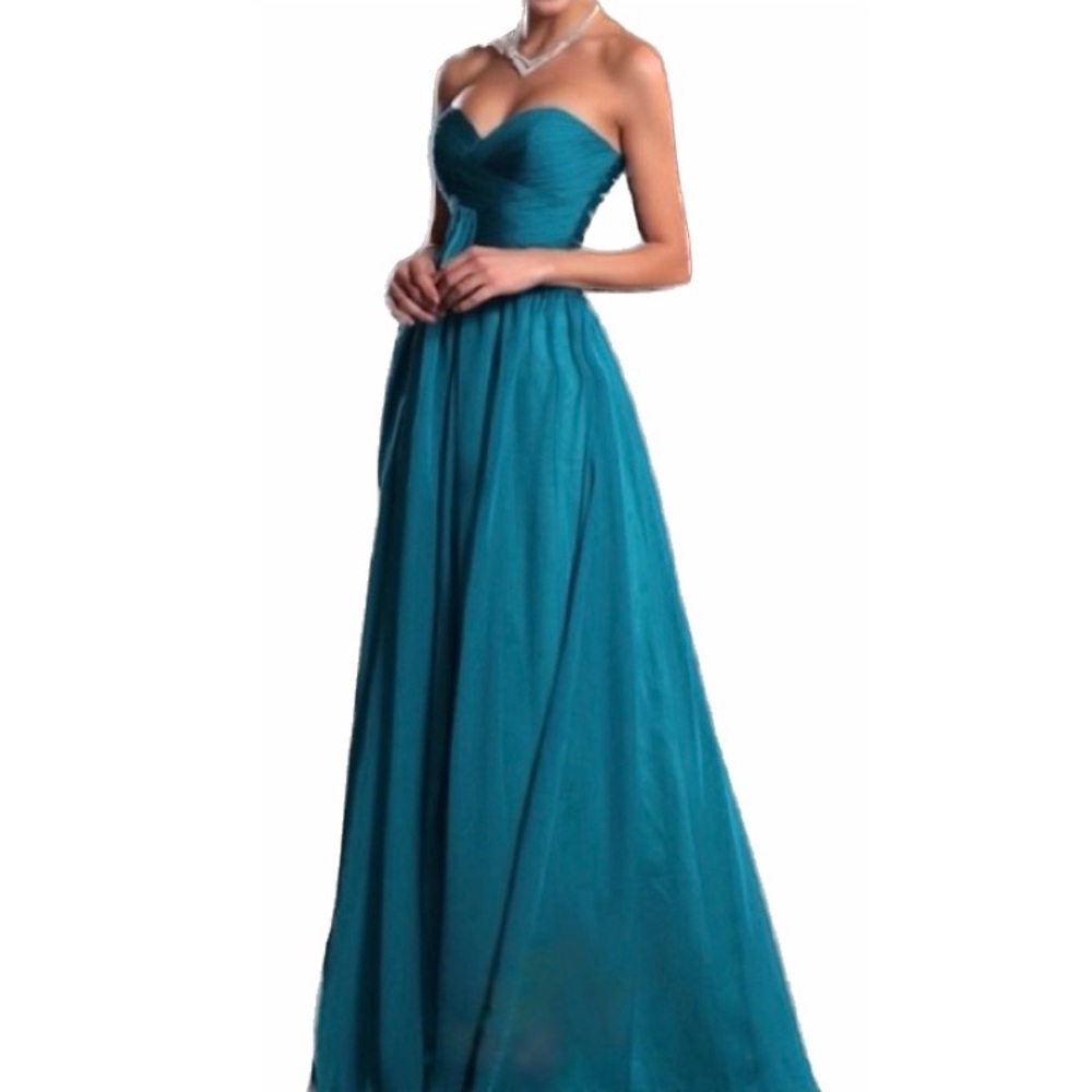 Belsoie Strapless Crossover Bust Prom Dress in Dark Teal Blue Mermaid Color